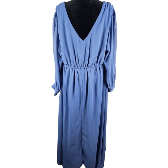 Pinup Womens Formal Plus Size 22W Blue Chiffon Mother Of The Bride Dress - Picture 6 of 16